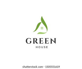 House logo design. Green house logo design concept.