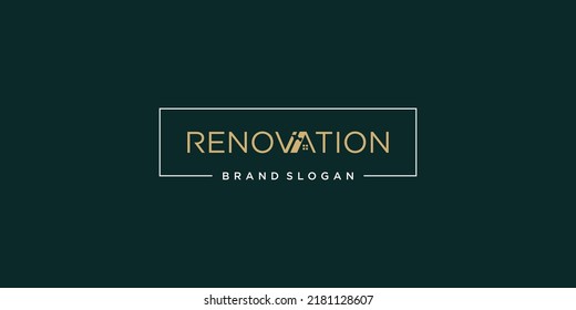 House logo design with hammer concept for service concept Premium Vector