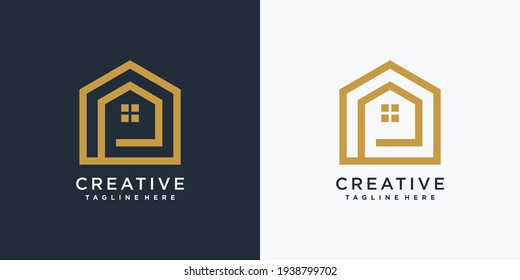 House logo design with initial letter p concept 