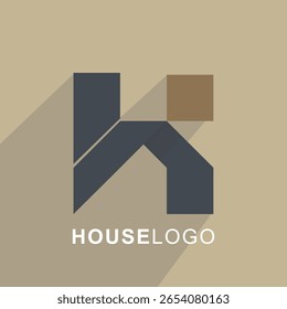House Logo Design with Initial Letter H and K Connected in Isolated Style, Can be used for Real Estate, Construction, Architecture, and Building Logos. Flat Vector Logo Design Template Elements.
