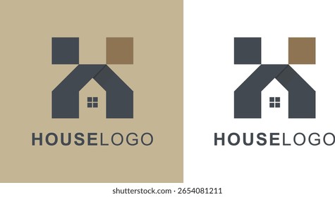 House Logo Design with Initial Letters H and K Connected in Isolated Style, Can be used for Real Estate, Construction, Architecture, and Building Logos. Flat Vector Logo Design Template Element.