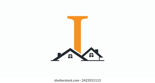 house logo design with letter logo i consept premium vektor