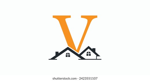 Logo-Design des Hauses mit Buchstabe Logo / Konzept Premium vektor