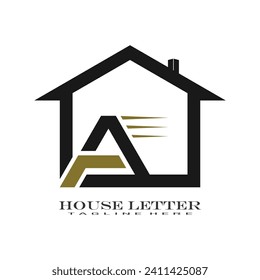 House logo design with letter vector concept