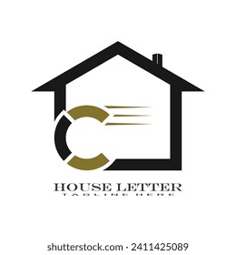 House logo design with letter vector concept