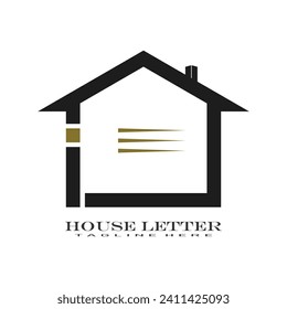 Diseño del logotipo de la casa con concepto de vector de letra