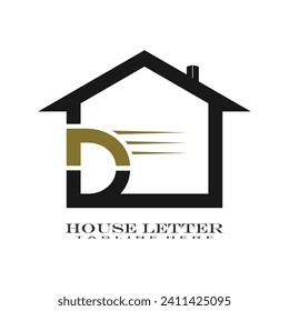 Diseño del logotipo de la casa con concepto de vector de letra