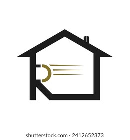 Diseño del logotipo de la casa con concepto de vector de letra