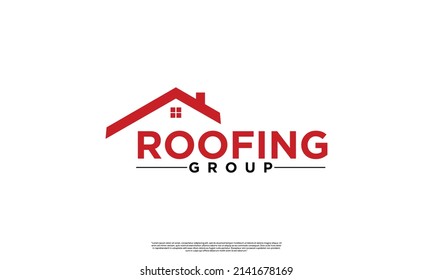 house logo design on isolated background good for roofing group business