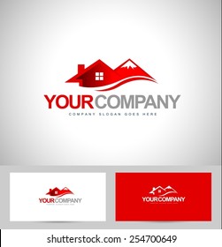 House Logo Design. Real Estate Logo Vector. Mountain Chalet Resort Logo.