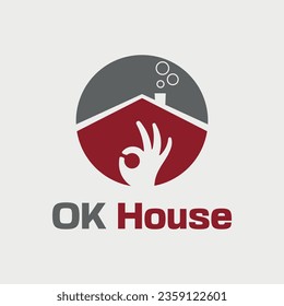 house logo design in red and gray with hand drawing