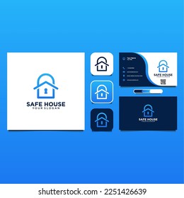 house logo design with security or padlock