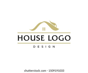 House logo design. Simple line art logo vector. Flat style symbol.