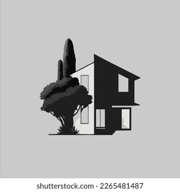 house logo design template, logo with abstract and minimalist shape style