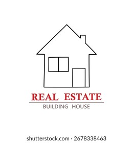 Haus. Design-Vorlage für das Logo des Hauses. Schwarz-weiß Gebäude Silhouette. Vektorgrafik.