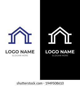 house logo design template concept vector with flat blue and white color style