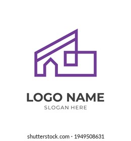 diseño del logotipo de casa concepto de plantilla vector con estilo de color púrpura plano
