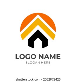 vectores de diseño de logotipo de casa con estilo de color plano