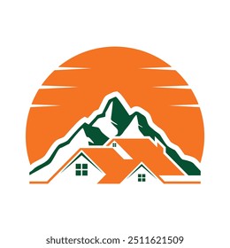 House logo design template with mountain ABSTRACT VECTOR