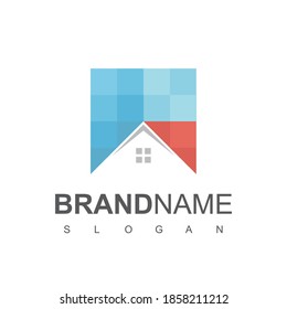 house logo design template. Pixel Color sign. Universal vector icon