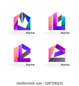 House logo design template, Set building icons