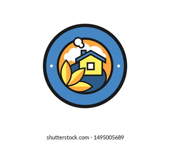 House logo design template. simple line art badge. vintage label design