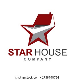 Plantilla de diseño del logotipo de la casa con gráfico de elementos de forma estrella. Moderno concepto de vivienda e inmueble. Ilustración de vectores que puede utilizarse para empresas de marca, agencias inmobiliarias, construcciones de desarrolladores