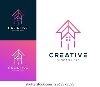 Up house logo design vector illustration