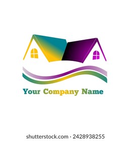 House logo design vector illustration colorful house logo vector isolated on white background.