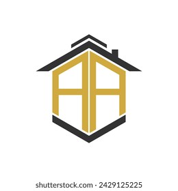 House logo design vector with illustration letter A and other
