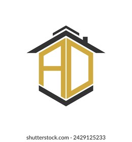 House logo design vector with illustration letter A and other