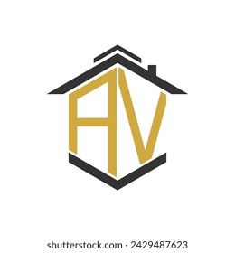 House logo design vector with illustration letter A and other