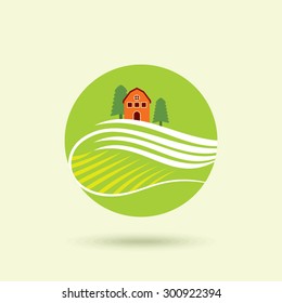 House Logo design vector template. Organic Natural Farm Logotype. Eco green nature village concept icon.