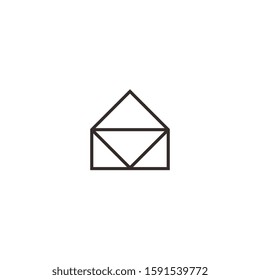 House logo with envelope letter sign vector illustration template icon. Simple line business architecture design.