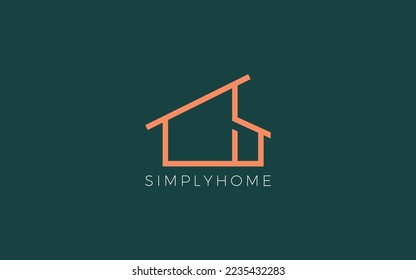 House logo form with simple line in orange color