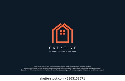 House Logo. Gold House Symbol Geometric Linear Style isolated on Double Background. Usable for Real Estate, Construction, Architecture and Building Logos.