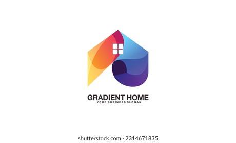 Logo de la casa en el concepto de negocio inmobiliario de estilo gradiente