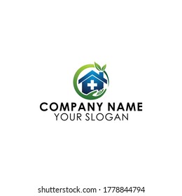 House Logo. Gray Pink Linear Style Combination House. Can be used for Building Logo and Health Care. Elements of Flat Vector Logo Design Templates.