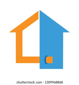 house logo, half of silhouette house logo template