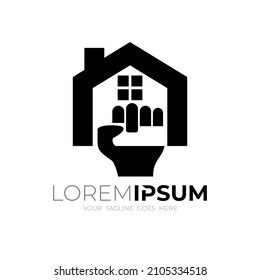 House logo and hand design combination, simple style