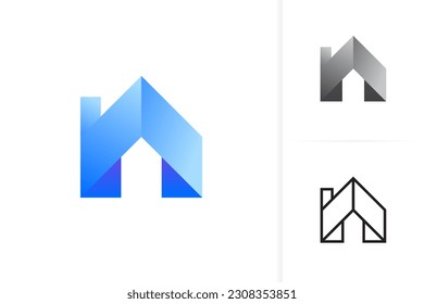 Hauslogo. Startsymbol, Vektorgrafik. Immobilien. Gebäude. Modernes minimalistisches Logo-Design. App-Symbol