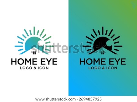 house logo icon design vector with eyes