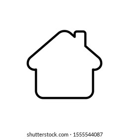 House logo icon linear roof with chimney - vector