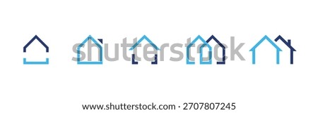 House logo icon. Minimal overlapping home outlines forming a clean real estate symbol. Modern residential graphic for property branding sign. Simple architecture concept used in housing market visuals