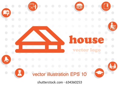 House logo icon vector illustration eps10. Isolated badge for website or app - stock infographics