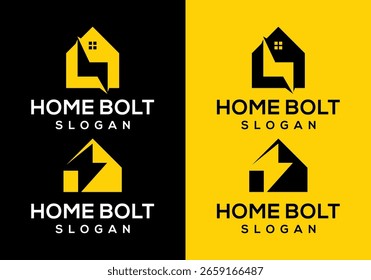 house logo icon vector with lightning