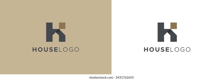 House Logo with Initial Letter H and K Linked Style isolated on Dual Background. Usable for Real Estate, Construction, Architecture and Building Logos. Flat Vector Logo Design Template Element.