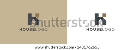 House Logo with Initial Letter H and K Linked Style isolated on Dual Background. Usable for Real Estate, Construction, Architecture and Building Logos. Flat Vector Logo Design Template Element.