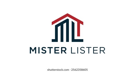 House logo with the initials M and L, logo with the letters M and L simple house shape