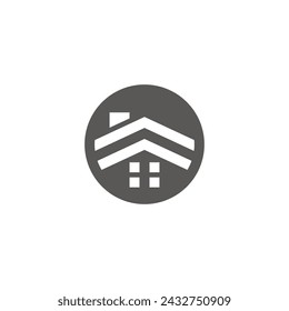  House Logo Inside a Minimalist Circle. Real estate Logo Template. Apartment logo